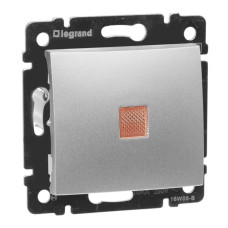 Переключатель одноклавишный на 2 направления Legrand Valena 10A 250V с подсветкой алюминий 770125