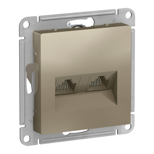 Розетка двойная компьютерная RJ45+RJ45, кат.5E, механизм Systeme Electric AtlasDesign Шампань ATN000585 Розетка двойная компьютерная RJ45+RJ45, кат.5E, механизм Systeme Electric AtlasDesign Шампань ATN000585