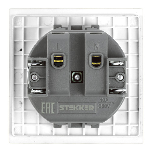Розетка 1-местная с защитной шторкой (механизм) Stekker б/з Мия 250В 16А RST16-3109-01 белая магнолия 50439