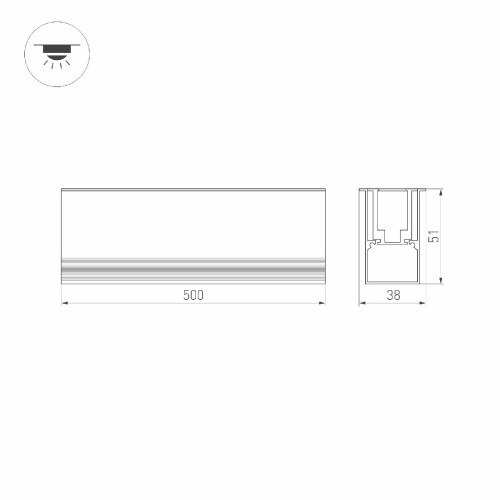 Грунтовый линейный светильник Arlight ART-LUMILINE-3351-500-12W Warm3000 024946(1)