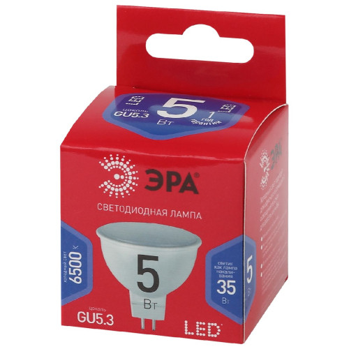 Лампа светодиодная Эра GU5.3 5W 6500K LED MR16-5W-865-GU5.3 R Б0045349