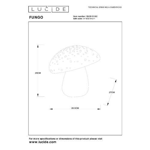 Настольная лампа Lucide Fungo 13539/01/02