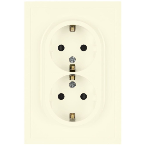 Розетка Эра Galaxy 15-2104-02 с заземлением двойная 2X2P+E Schuko 16А-250В IP20 слоновая кость Б0070679