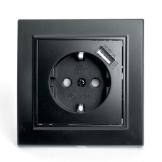 Розетка 1-местная с USB Stekker PST16-9011-03 с защитной шторкой 39480