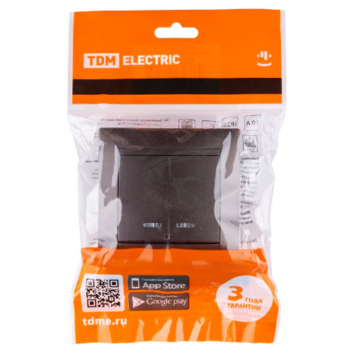 Выключатель двухклавишный с подсветкой Лама TDM Electric SQ1815-0505