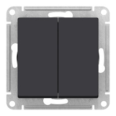 Переключатель 2-клавишный перекрестный, 2 x сх. 7, 10АХ, механизм Systeme Electric AtlasDesign Карбон ATN001073