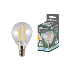 Лампа светодиодная филаментная TDM Electric Е14 6W 4000K прозрачная SQ0340-0278