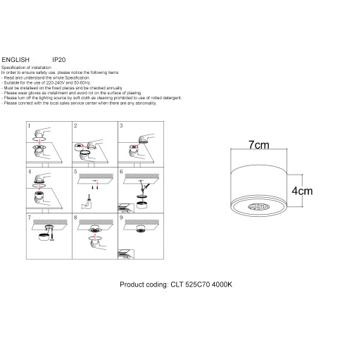 Накладной светильник Crystal Lux CLT 525C70 GO 4000K