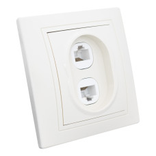 Розетка двойная компьютерная RJ45 скрытой установки IP20,слоновая кость 