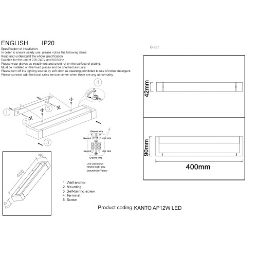 Настенный светильник Crystal Lux KANTO AP12W LED WH
