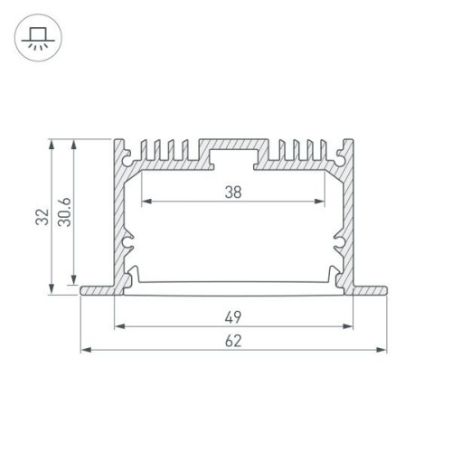 Алюминиевый профиль Arlight ARH-Power-W35-3000 Anod 036136