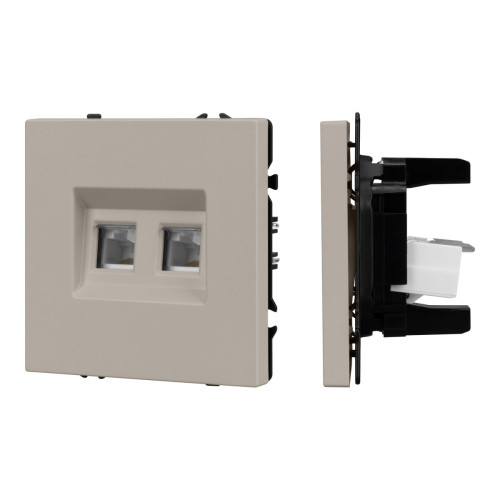Механизм сдвоенной телефонной розетки Arlight SCT-NOBE-MTL2-SFPL-CA (RJ-11, 4C) (Кашемир) 061889