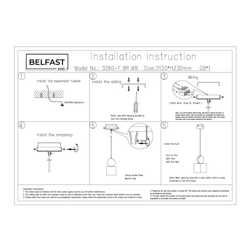 Подвесной светильник Belfast Ravenhill 3260-F BR MB