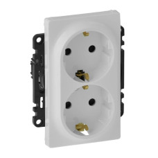 Розетка двойная Legrand Valena Life 16A 250V с/з со шторками безвинтовой зажим белая 753426