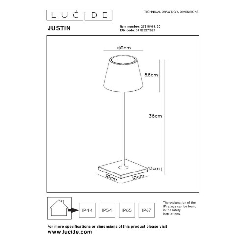 Уличный светильник Lucide Justin 27888/04/30