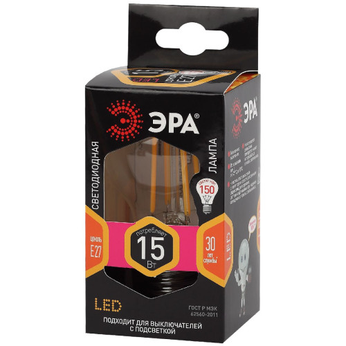 Лампа светодиодная Эра E27 15W 2700K F-LED A60-15W-827-E27 Б0046981