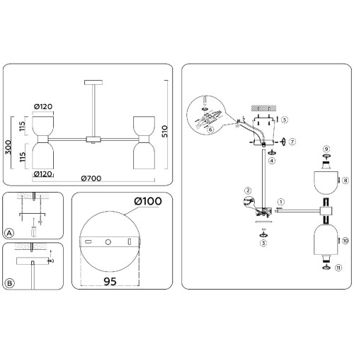 Люстра на штанге Ambrella Light High Light Heigh Light LH56083