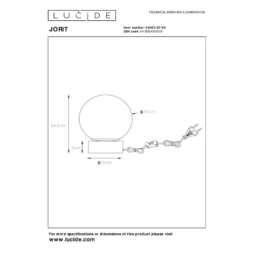 Настольная лампа Lucide Jorit 45563/20/65