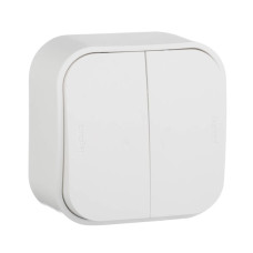 Переключатель двухклавишный на 2 направления Legrand Quteo 10A 250V белый 782206