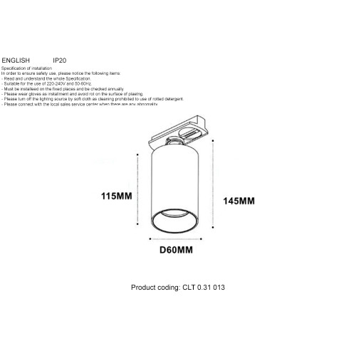 Трековый однофазный светильник Crystal Lux CLT 0.31 013 GO-GO