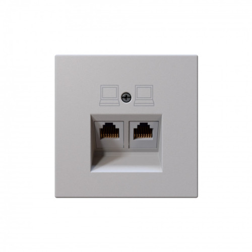 Интернет-розетка RJ45 двойная с накладкой, цвет Черный матовый (soft touch) Jasmart FD6106PWM Интернет-розетка RJ45 двойная с накладкой, цвет Черный матовый (soft touch) Jasmart FD6106PWM