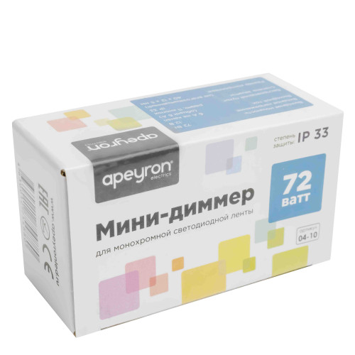 Мини-диммер для светодиодной ленты Apeyron 12В 72Вт RF пульт 04-10