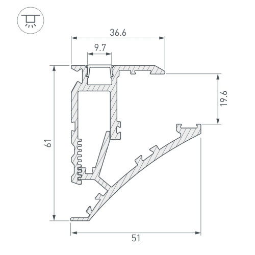 Профиль Arlight SHELF-600-2000 ANOD (Алюминий) 060498