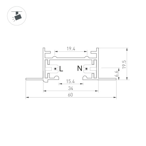 Шинопровод Arlight LGD-2TR-TRACK-F-2000-BK-M (C) 038673