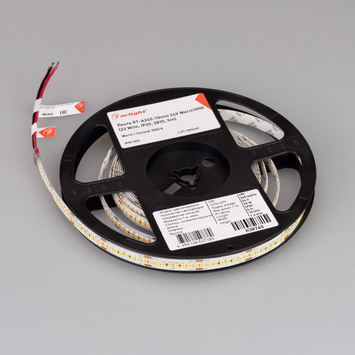 Светодиодная лента Arlight RT-A240-10mm 24V Warm3000 (22 W/m, IP20, 2835, 5m) 038745