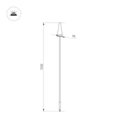 Уличный светильник Arlight LGD-CONO-BOLL-H1500-7W Warm3000 (DG, 36 deg, 230V) 037521