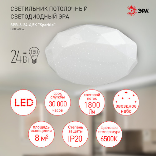 Потолочный светильник Эра SPB-6-24-6,5K Sparkle Б0054056
