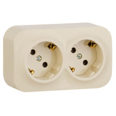 Розетка 2х2К+З Legrand Quteo 16A 250V с/з со шторками слоновая кость 782253