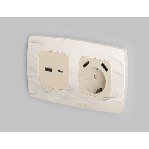 Лицевая панель для розетки 2USB A+C Ambrella Volt Omega OP3310