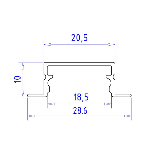 Алюминиевый встраиваемый профиль Ambrella Light Alum Profile GP1200AL