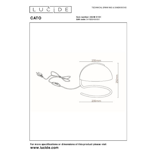Настольная лампа Lucide Cato 46516/01/31