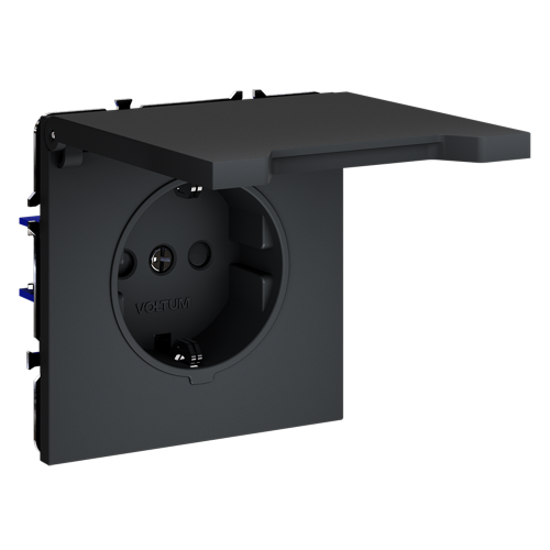 Розетка с защитными шторками и крышкой Voltum S70 VLS040307