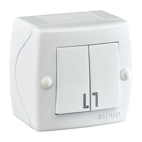 Выключатель двухклавишный Mono Electric Octans IP20 10А 250В белый 104-010101-102