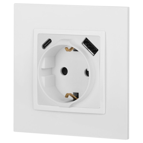Розетка со шторками с USB type-A+C Эра Elegance 14-4108-01М Б0067710