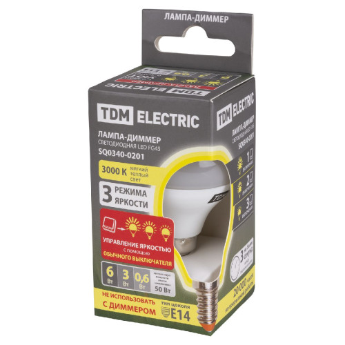 Лампа светодиодная диммируемая TDM Electric Е14 6W 3000K матовая SQ0340-0201
