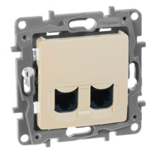 Розетка компьютерная 2хRJ45 Legrand Etika 6 кат UTP слоновая кость 672354