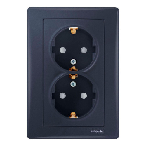 Розетка двойная Schneider Electric Sedna с/з со шторками SDN3000770