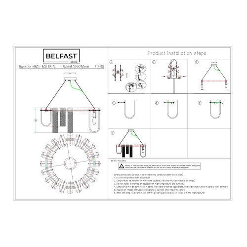 Подвесная люстра Belfast Severn 6601-600 BR CL