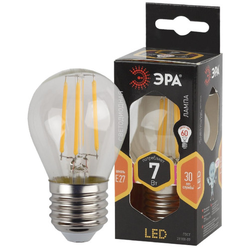 Лампа светодиодная Эра E27 7W 2700K F-LED P45-7W-827-E27 Б0035591 Лампа светодиодная Эра E27 7W 2700K F-LED P45-7W-827-E27 Б0035591