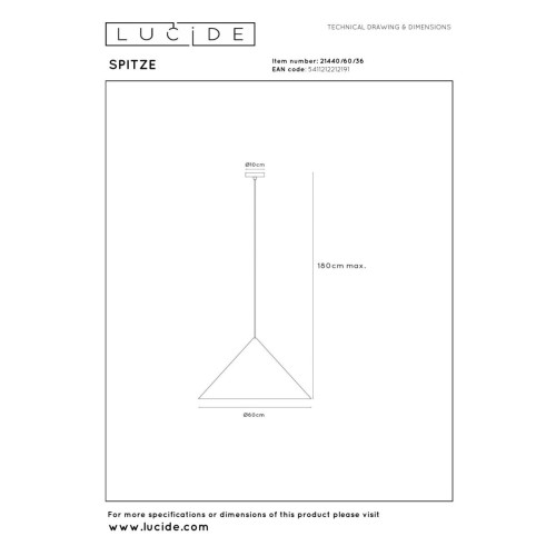 Подвесной светильник Lucide Spitze 21440/60/36