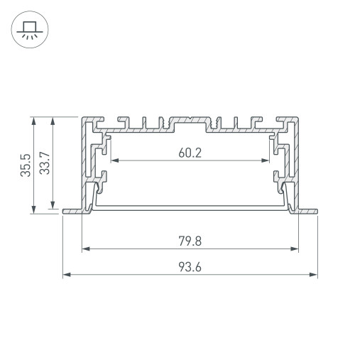 Алюминиевый профиль с экраном Arlight S2-Linia94-F-2500 Anod+Opal 021178(1)