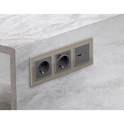 Лицевая панель для розетки 2USB тип A+C Ambrella Volt Alfa AP6610