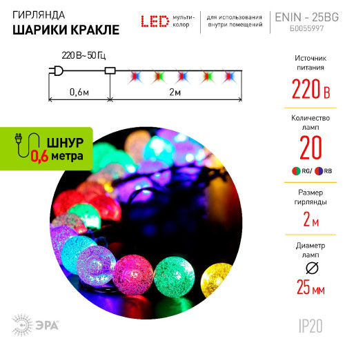 Светодиодная гирлянда Эра ENIN - 25BG Б0055997