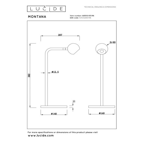 Настольная лампа Lucide Montana 68500/05/96