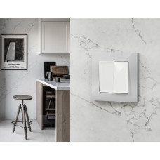 Комплект механизма 2-клавишного перекрестного выключателя 10A-250V Alfa Белый глянец Quant Ambrella Volt MA103030 (AP1030, VM125)