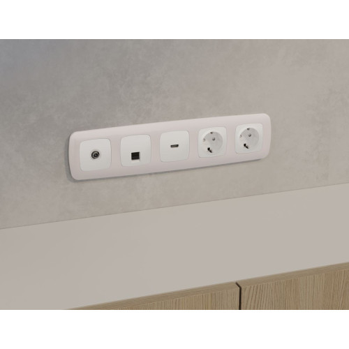 Комплект механизма компьютерной розетки Ambrella Volt RJ-45 (8P8C) CAT6A экранированной с автоматической защитной шторкой OMEGA MO132005 Белый матовый QUANT